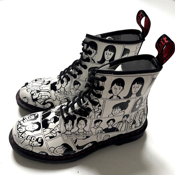 Dr. Martens 1460 Pride Boots Fuyuki Kanai Manga Art Leather Mens 9 Womens 10 NWO - Picture 6 of 13